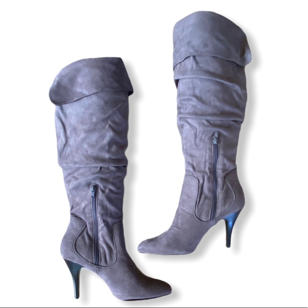 Faux Suede Tall Heeled Boots